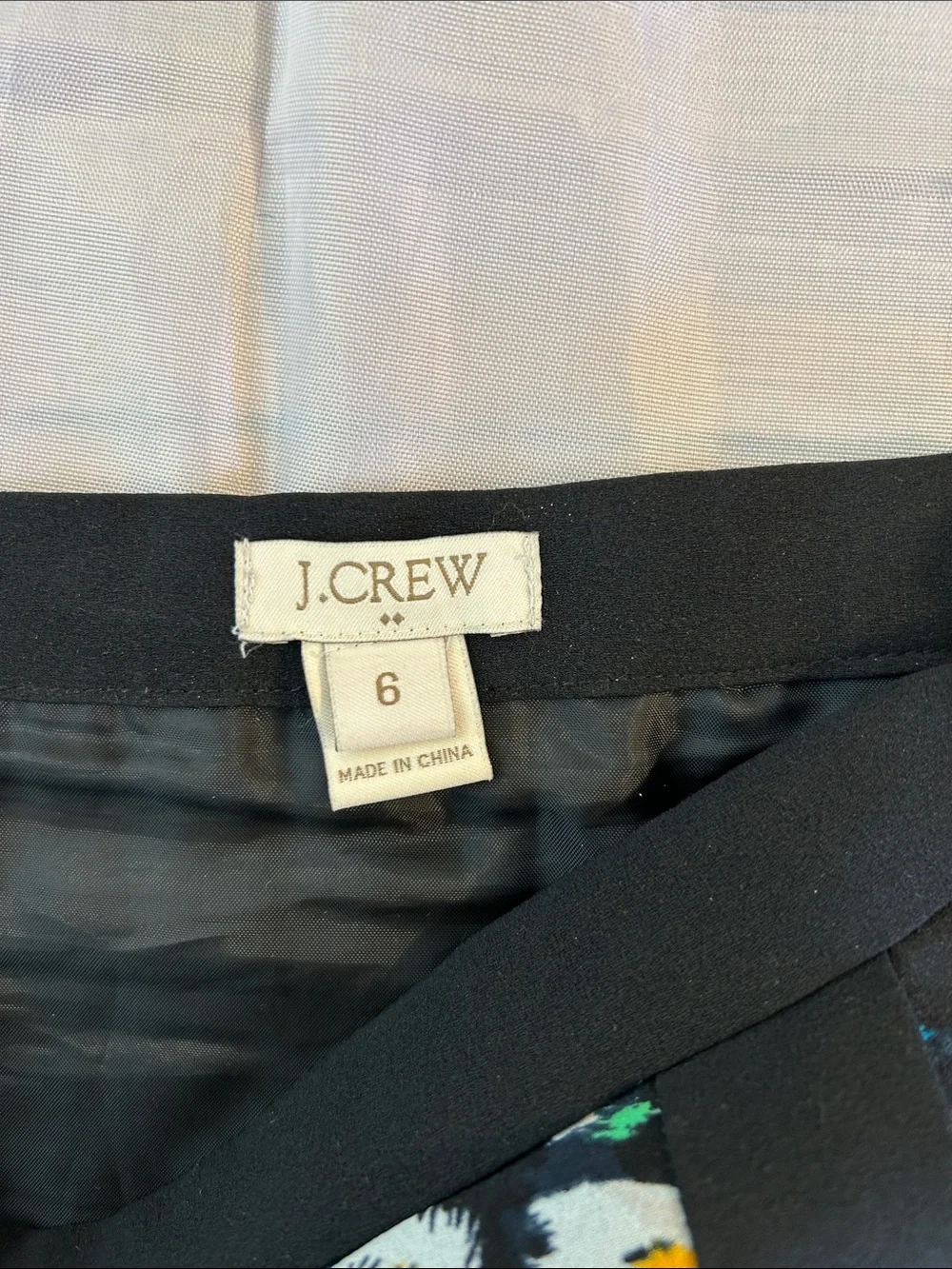 J. Crew Black Floral A-Line Wrap Skirt with White and Yellow Daisies